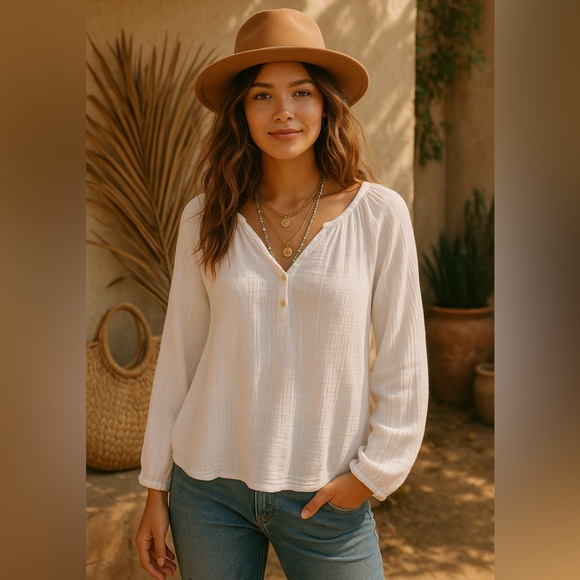 NWT 💫Sanctuary White Long Sleeve Blouse - Picture 1 of 5